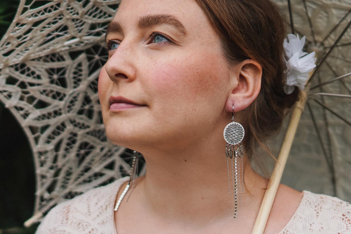 Lange Ohrhänger •Gitana• in 23mm mit Kristallen - Lules Piek