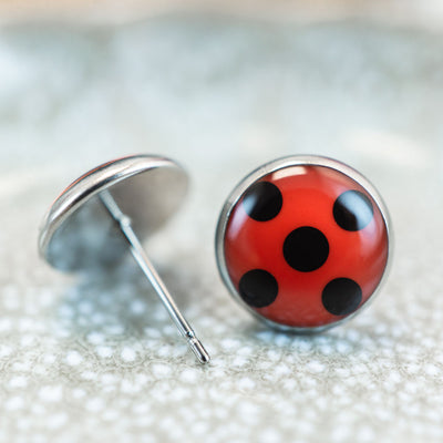 Kleine Marienkäfer Ohrstecker •Ladybug• mit Edelstahl - Lules Piek