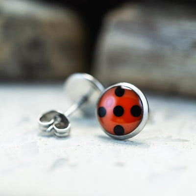 Kleine Marienkäfer Ohrstecker •Ladybug• mit Edelstahl - Lules Piek