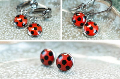 Kleine Marienkäfer Ohrringe •Ladybug• mit Edelstahl - Lules Piek
