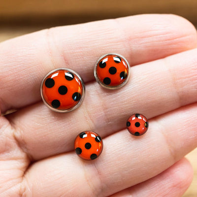 Kleine Marienkäfer Ohrstecker •Ladybug• mit Edelstahl - Lules Piek