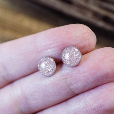 Kleine Mini Ohrstecker •Galaxie• in Rosa - Lules Piek