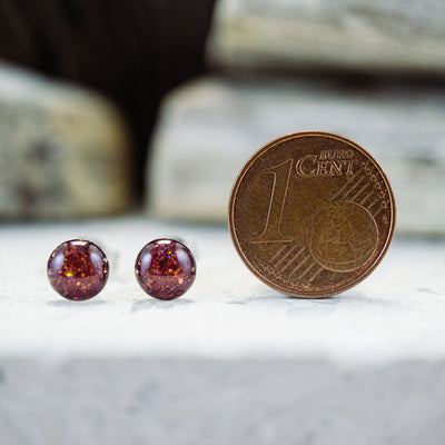 Kleine Mini Ohrstecker •Galaxie• in Weinrot - Lules Piek