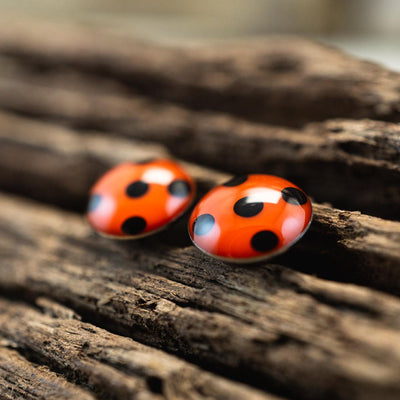 Kleine Marienkäfer Ohrstecker •Ladybug• mit Edelstahl - Lules Piek