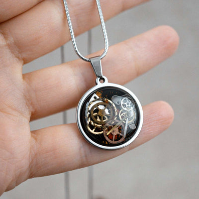 Steampunk Zahnrad Kette •Toki• 23mm mit Edelstahl - Lules Piek