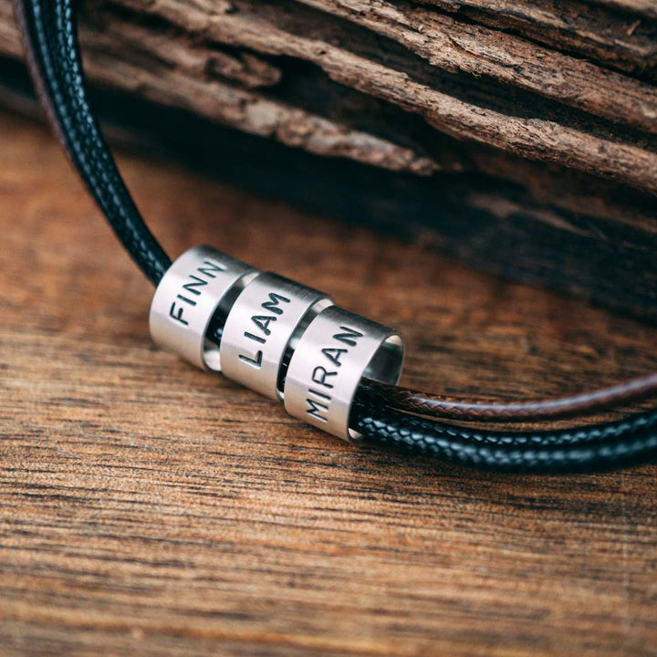 Vegan necklace in brown-black with engraving on real silver