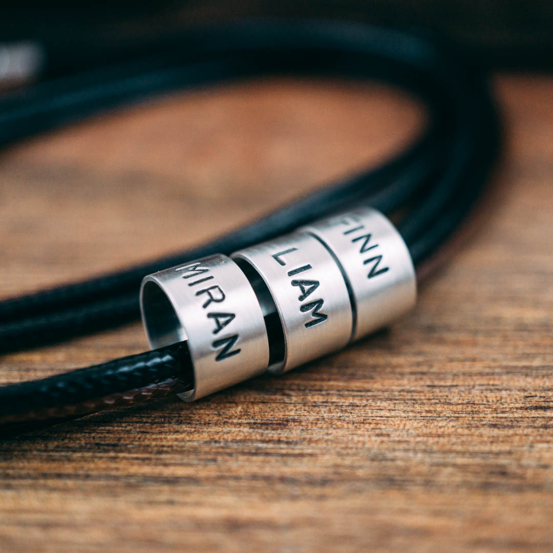 Vegan necklace in brown-black with engraving on real silver