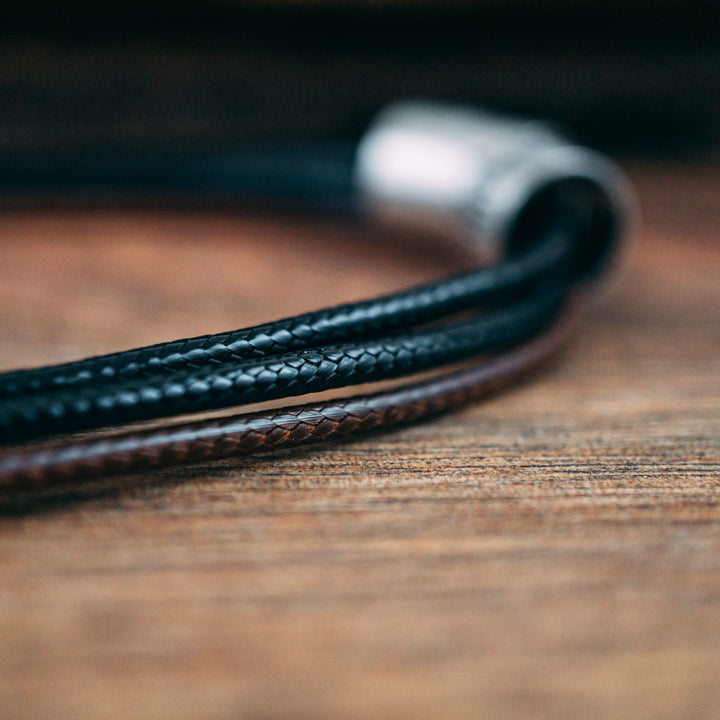 Vegan necklace in brown-black with engraving on real silver
