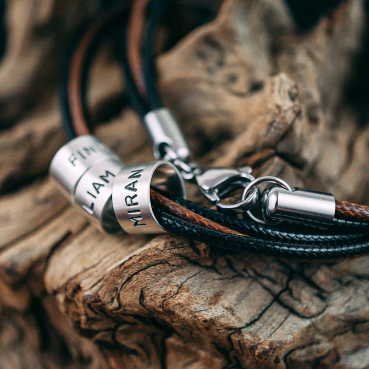 Vegan necklace in brown-black with engraving on real silver