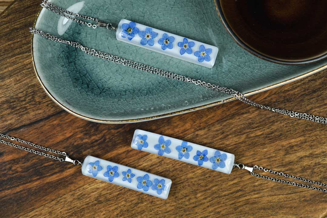 Stäbchenkette •Vergissmeinnicht• mit Edelstahl - Lules Piek